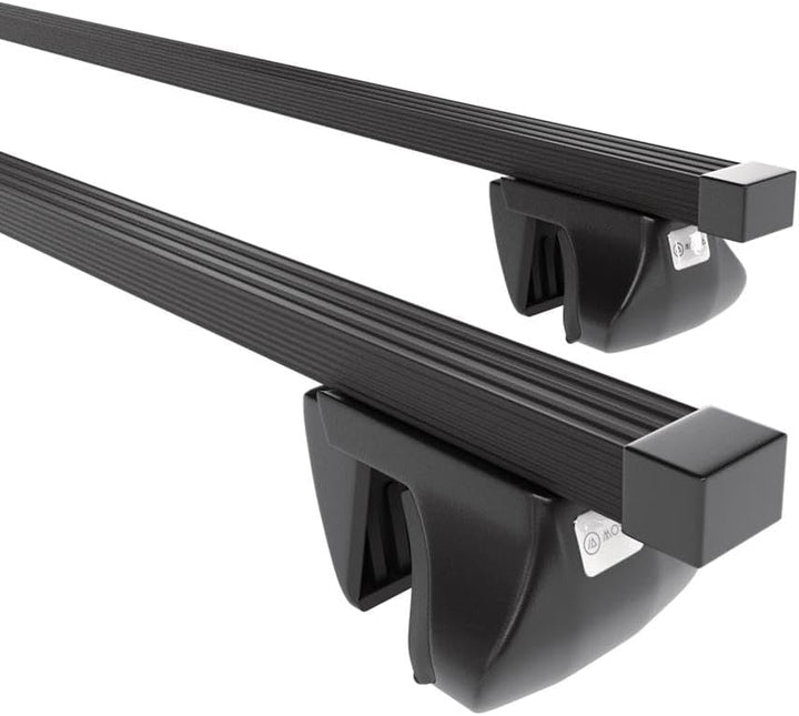 Mossa - Stahl-Dachträger kompatibel mit VW Volkswagen Polo Fun Hatchback (2003-2014) - schwarz Dacht