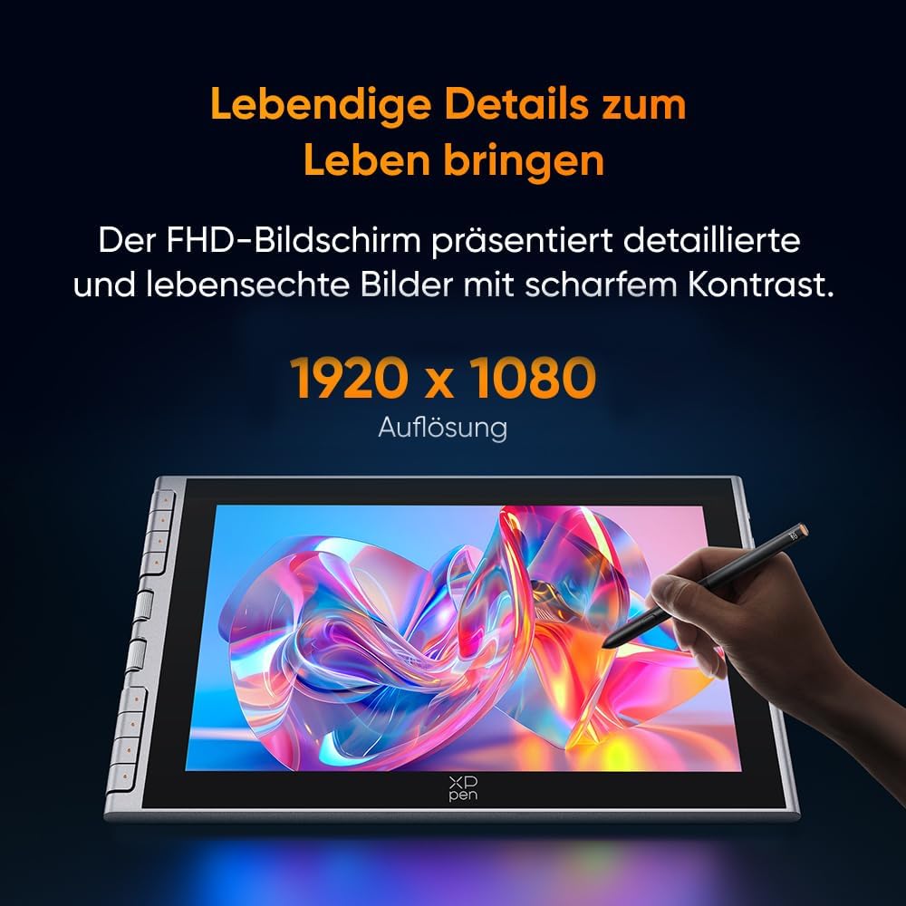 XPPen Artist 12 3rd Grafiktabletts mit Display für PC, 16384 Druckstufen, 8 Schnelltasten, 99% sRGB,