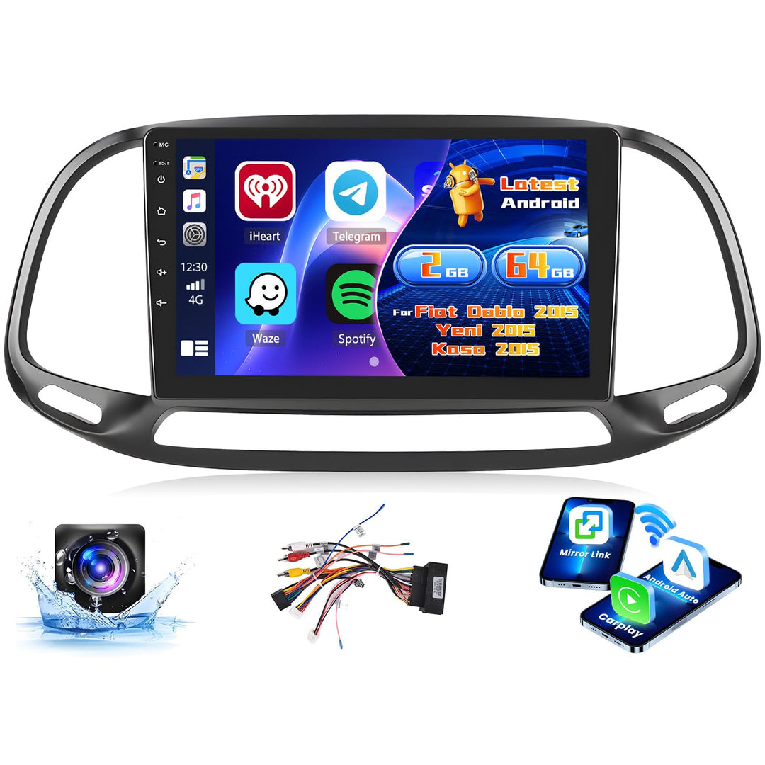 Radio für FIAT Doblo 2015 Yeni 2015 Kasa 2015 Android 15 2+64G mit Wireless CarPlay Android Auto, 9