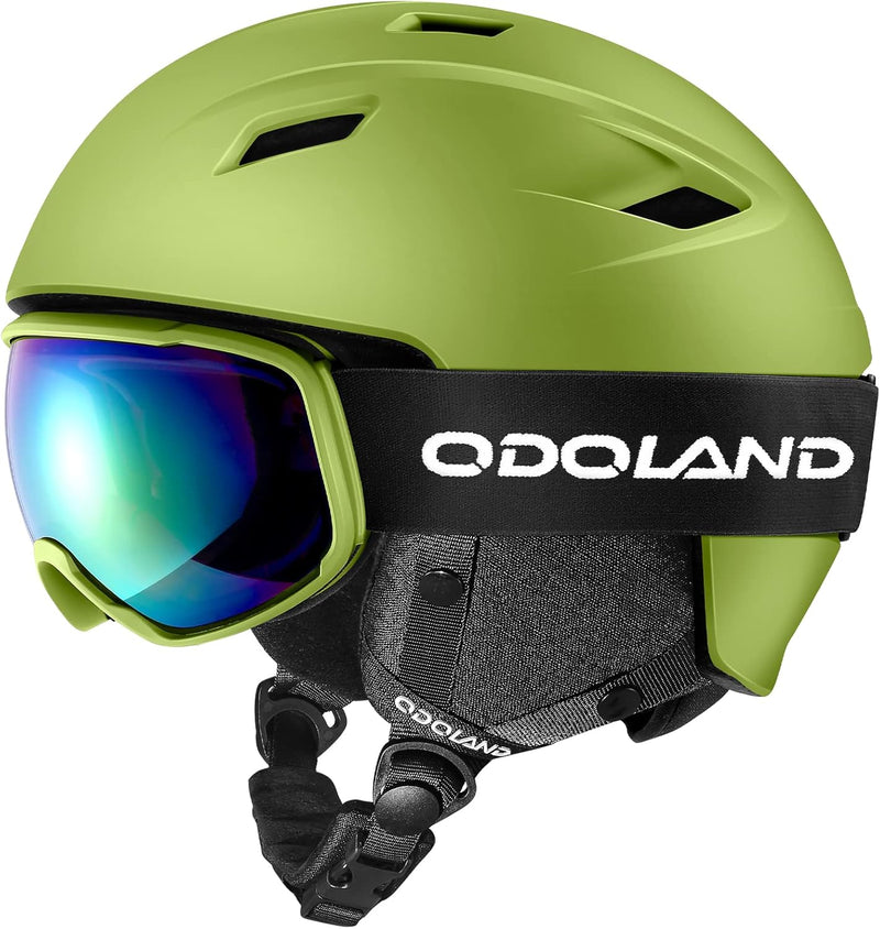 Odoland Skihelm und Skibrille Set Snowboardhelm mit Snowboardbrille für Damen und Herren Ski Goggles