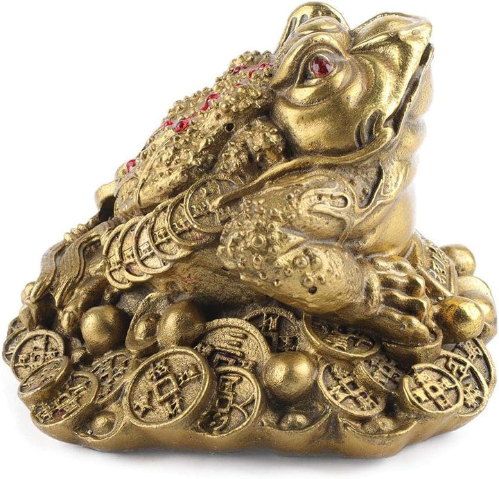 Zerodis Chinesische Feng Shui Frösche Messing Goldene Kröten Dreibeinige Statue Geldfrösche Reichtum