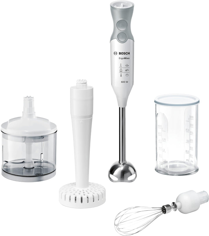 Bosch MSM66155 Stabmixer-Set, 600 W, Edelstahl-Mixfuss, Universalzerkleinerer, ProPuree Stampferaufs