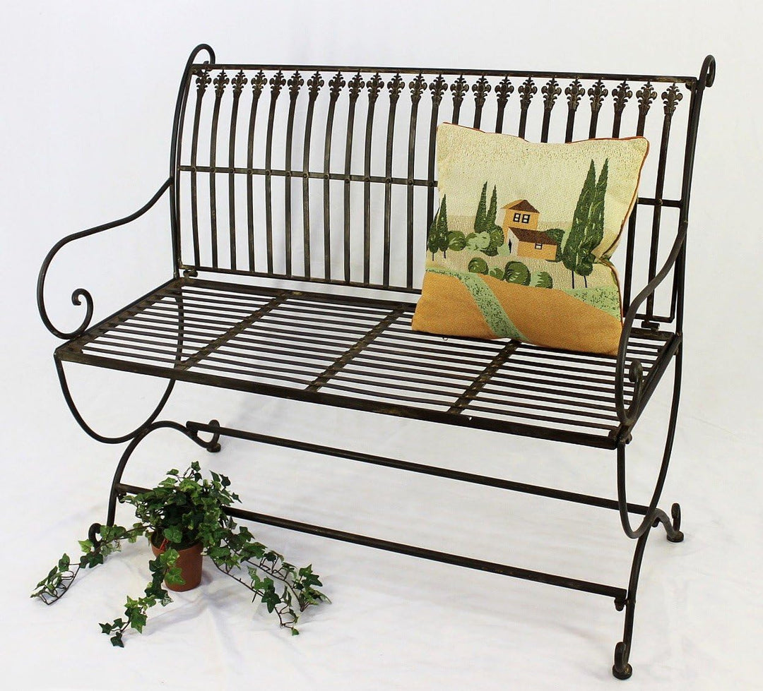 DanDiBo Gartenbank Metall Braun Wetterfest 2-Sitzer Finca 102 cm Bank Garten Sitzbank Eisen