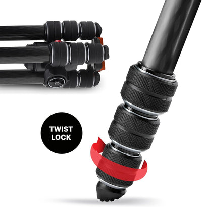 Manfrotto MKBFRTC4GTA-BH Befree GT Carbon Alpha Reisestativ Twist (Drehverschluss) mit Kugelkopf, in