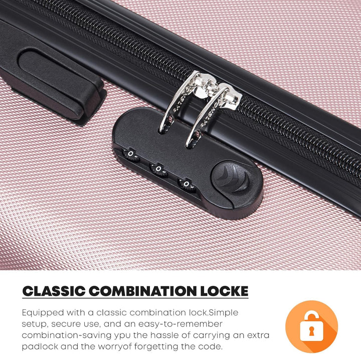 Koffer Suitcase M Roségold, Trolley Reisekoffer, Kabinenkoffer Rollkoffer Handgepäck mit 4 Rollen 36