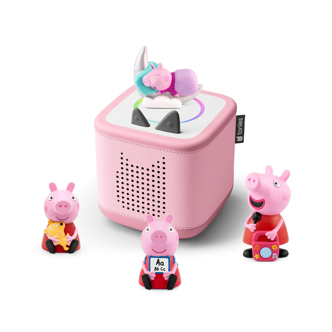 tonies Toniebox 2 Bundle Incl. 4 Peppa Pig Abenteuer und Gute Nacht Geschichten, Pink, Audioplayer f