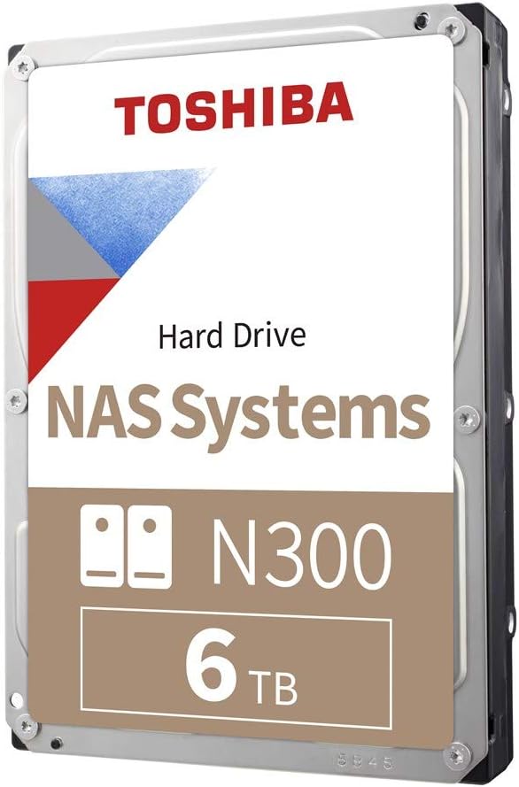 Toshiba 6TB N300 NAS 3.5’’ SATA Internal Hard Drive. 24/7 Operation, Supports 1-8 bay systems, 128MB