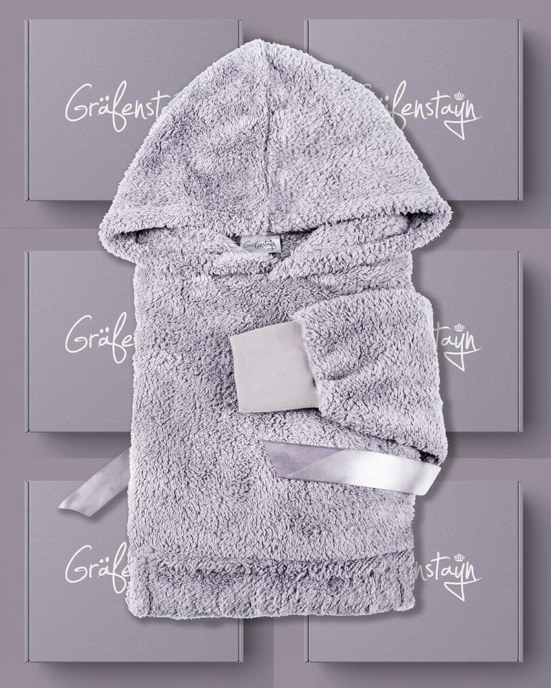 Gräfenstayn® Flauschige Sherpa Hoodie Decke mit Ärmeln & Kapuze - Öko-tex Standard 100 - tragbare Ku