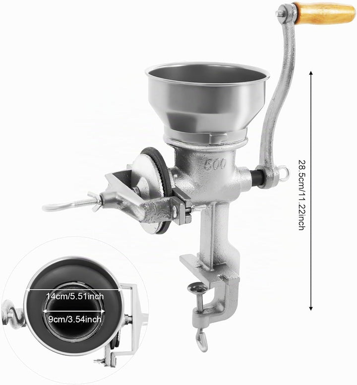 Manuelle Schleifmaschine Lebensmittelmühle Mühle von Getreide Bohnen Kaffee Nüssen Bohnen Weizen Mai