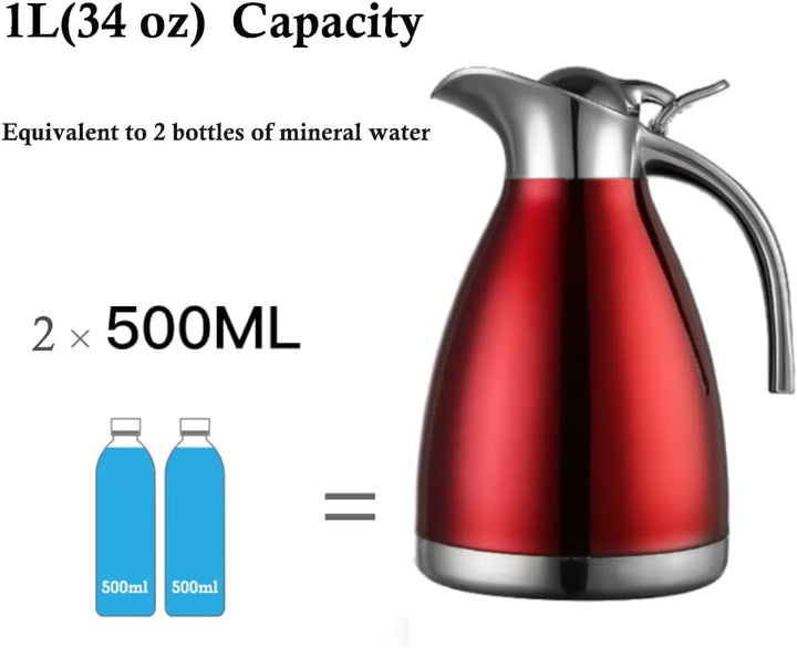HSTYAIG Edelstahl Thermoskanne, Teekanne, Kaffeekanne, und Isolierkanne mit 18 Stunden Wärmespeicher