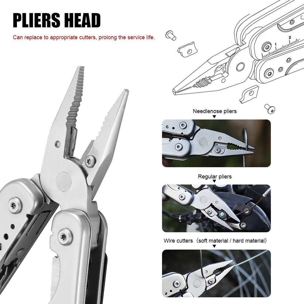 ROXON S803E Elite - Update D2 Messer Multitool Zange mit 20 Funktionen Survival EDC Tool mit Flint R