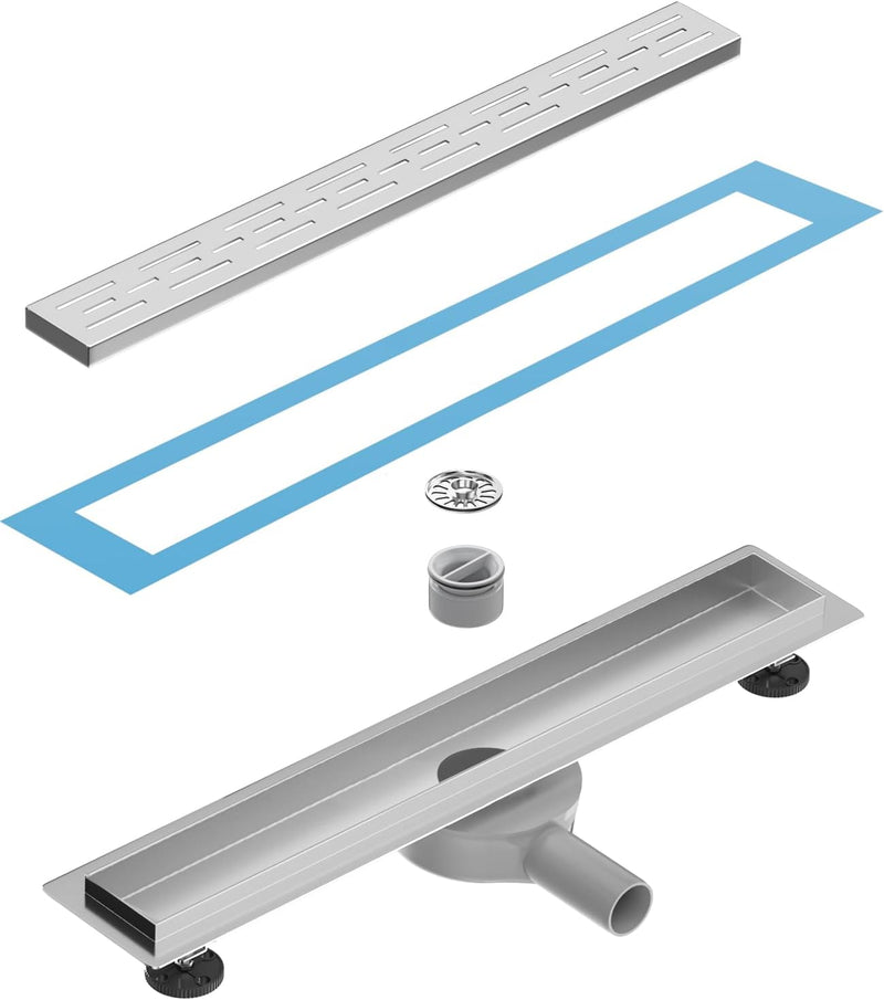 Neodrain Duschrinne 80cm Edelstahl Bodenablauf - 360° Siphon Ablaufrinne Extra Flach mit Geruchsstop