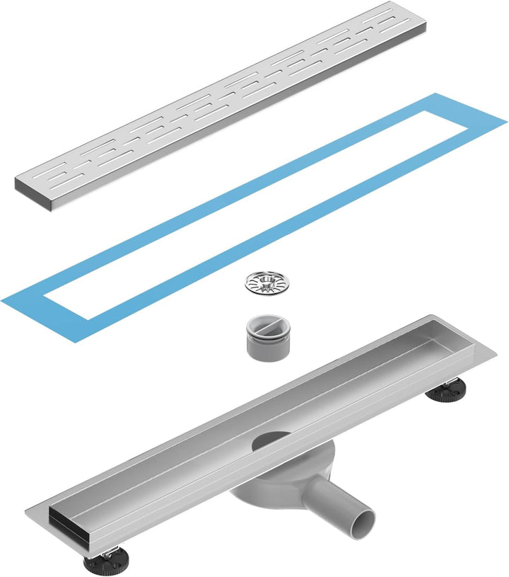 Neodrain Duschrinne 60cm Edelstahl Bodenablauf 360° Siphon Duschablauf Flach mit Geruchsstop, Haarsi