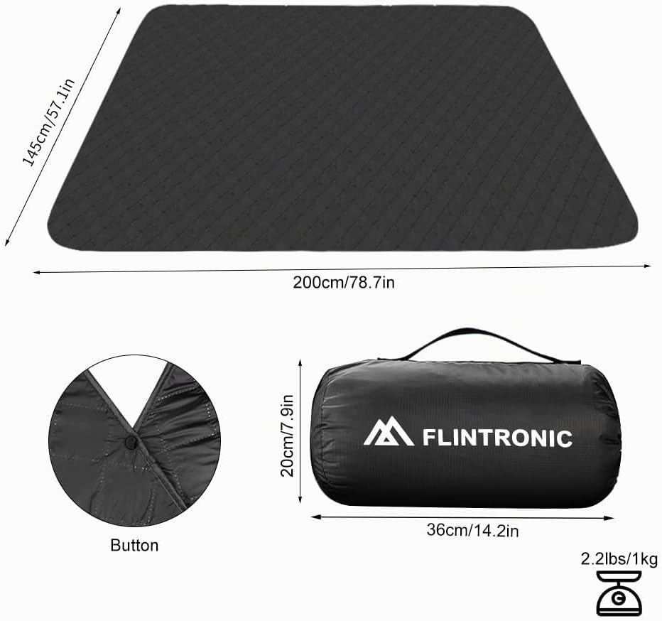 flintronic Picknickdecke, wasserdichte Camping Decke, Faltbare Stranddecke, 145 x 200 cm, Wetterfest
