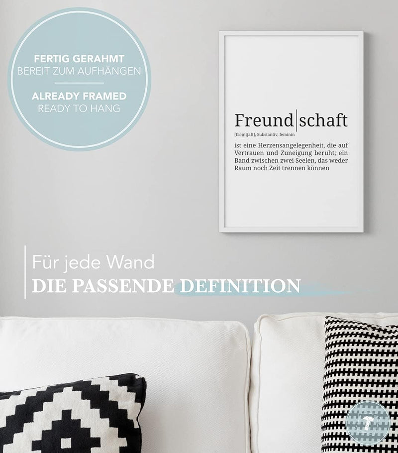 Papierschmiede® Definition: Freundschaft, DIN A3 fertig gerahmt (Rahmen: Material und Farbe wählbar)