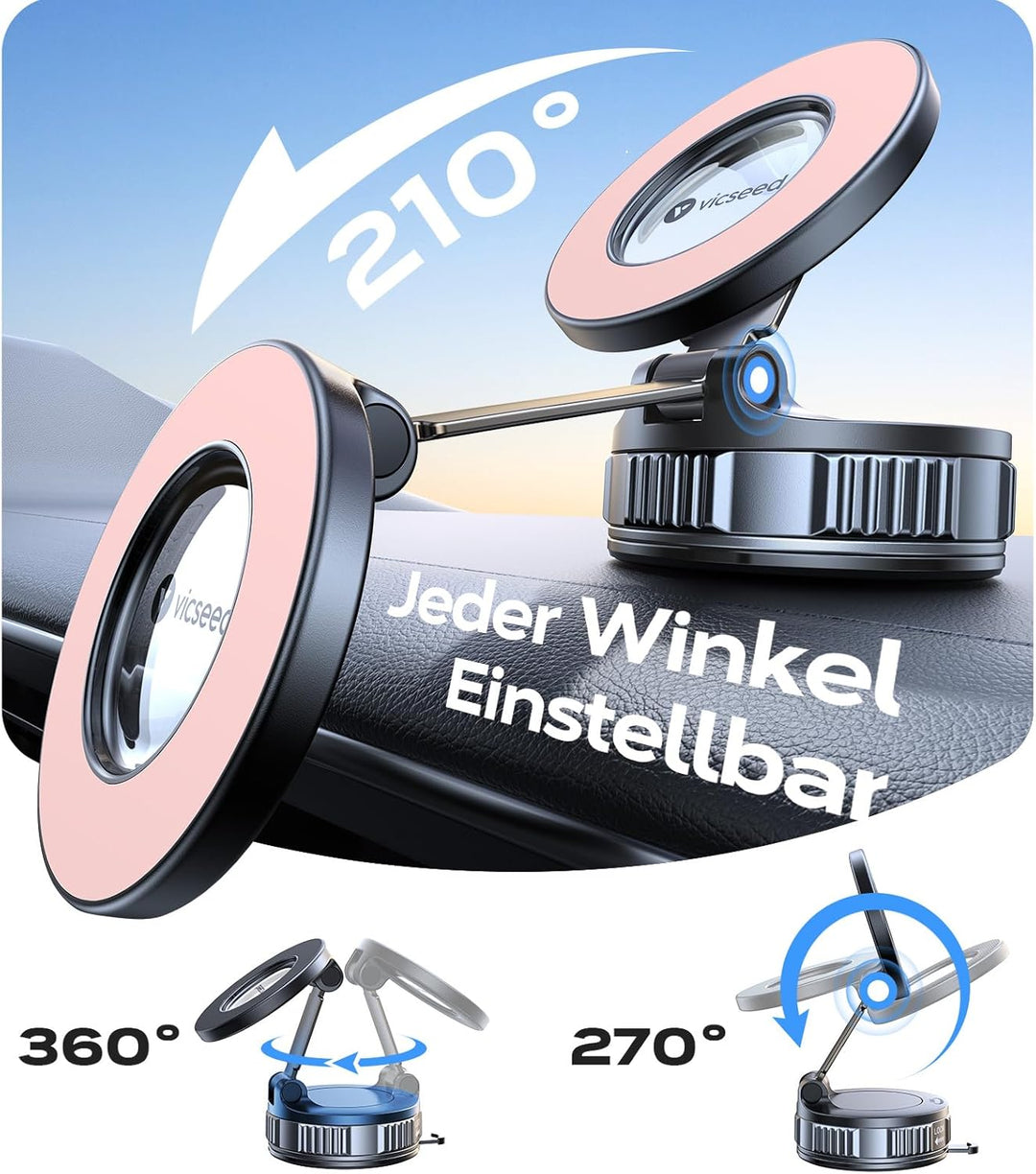 VICSEED Handyhalterung Auto Magnet für Magsafe Autohalterung [20XN55 Magnets & 20KG Vakuum Saugnapf]