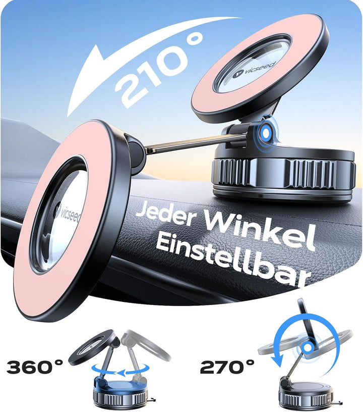 VICSEED Handyhalterung Auto Magnet für Magsafe Autohalterung [20XN55 Magnets & 20KG Vakuum Saugnapf]