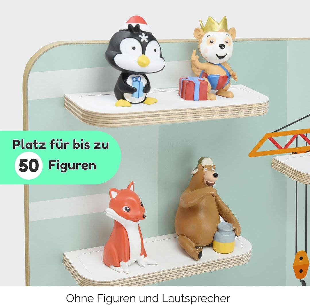 stadtecken Holzregal für Toniebox – Regal für Musikbox und ca. 50 Tonies | Tonie Aufbewahrung fürs K