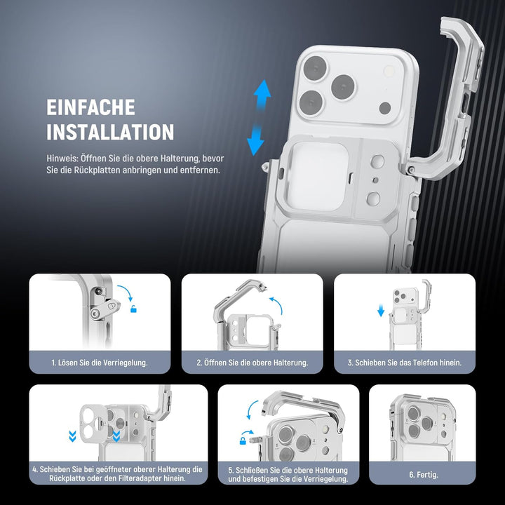 NEEWER Phone Käfig Cage Kompatibel mit iPhone 17 Pro Max, Schnellwechsel Video Rig Handy Stabilisato