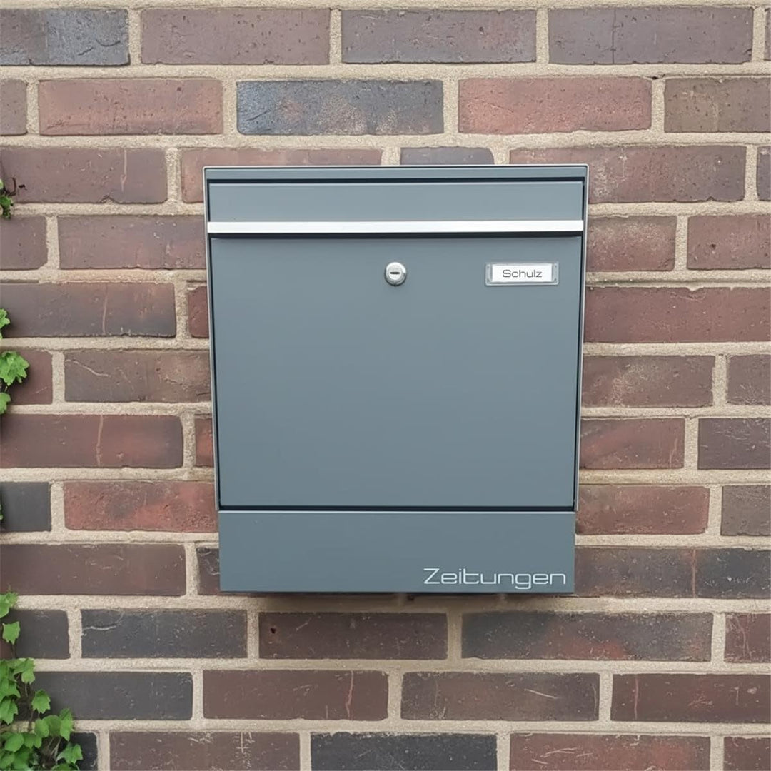 Metzler XXL Briefkasten mit Zeitungsfach in Anthrazit RAL 7016 aus massivem Stahl mit austauschbarem