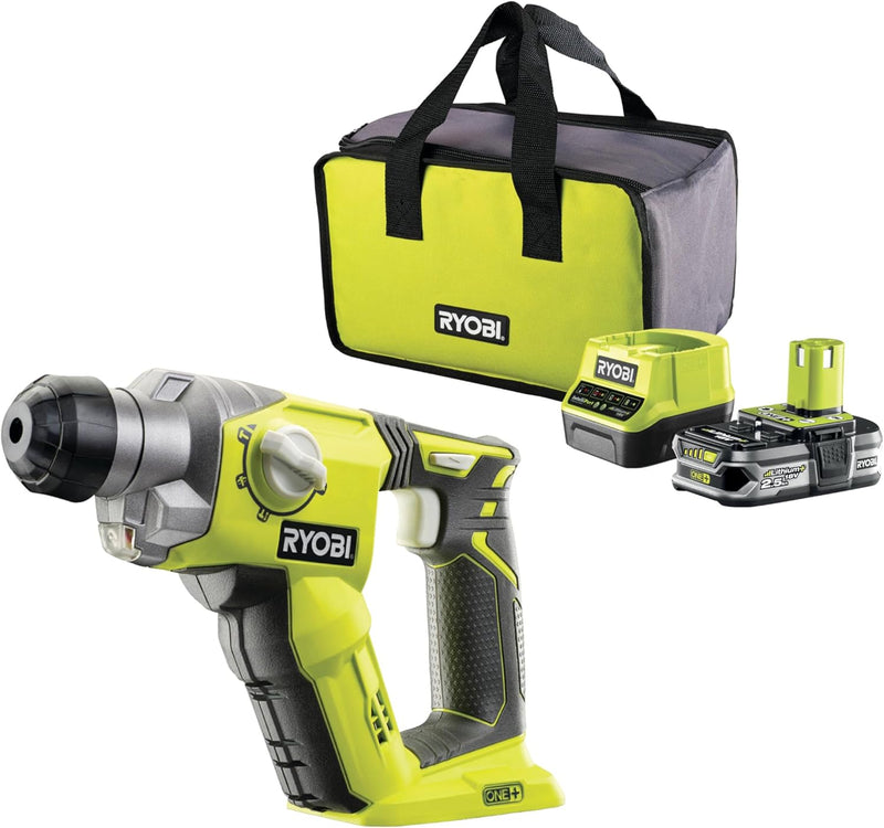RYOBI 18 V ONE+ Akku-Bohrhammer R18SDS-125S (Schlagenergie 1.3 J, Max. Bohrdurchmesser in Holz/Mauer