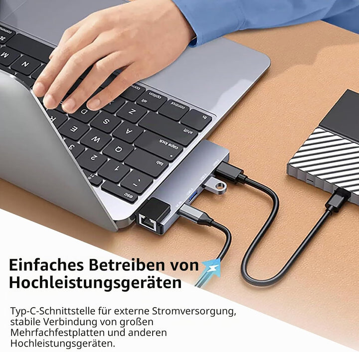 5-in-1 USB Hub with 65W Power Delivery, 3 USB3.0,1Gbps Ethernet, USB Ports for MacBook Air, iPad Pro
