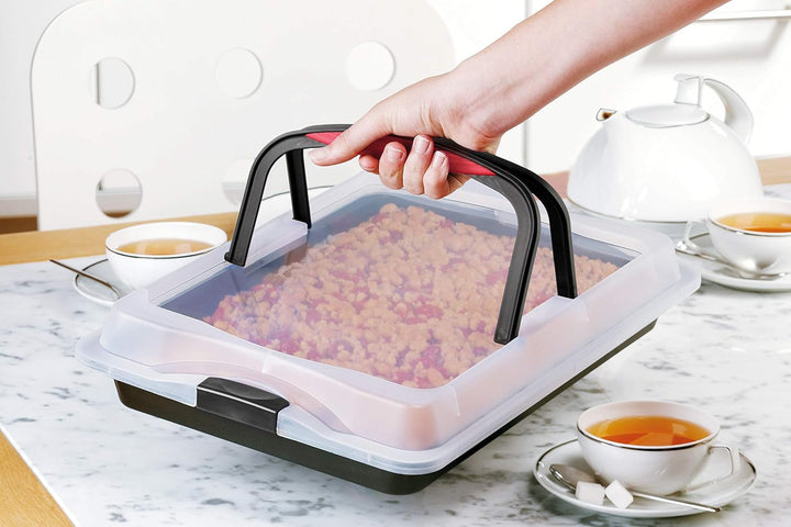 Zenker Blechkuchen-Set, Backblech mit Transport-Abdeckung für unterwegs, Deckel und Softgriff (Kuche