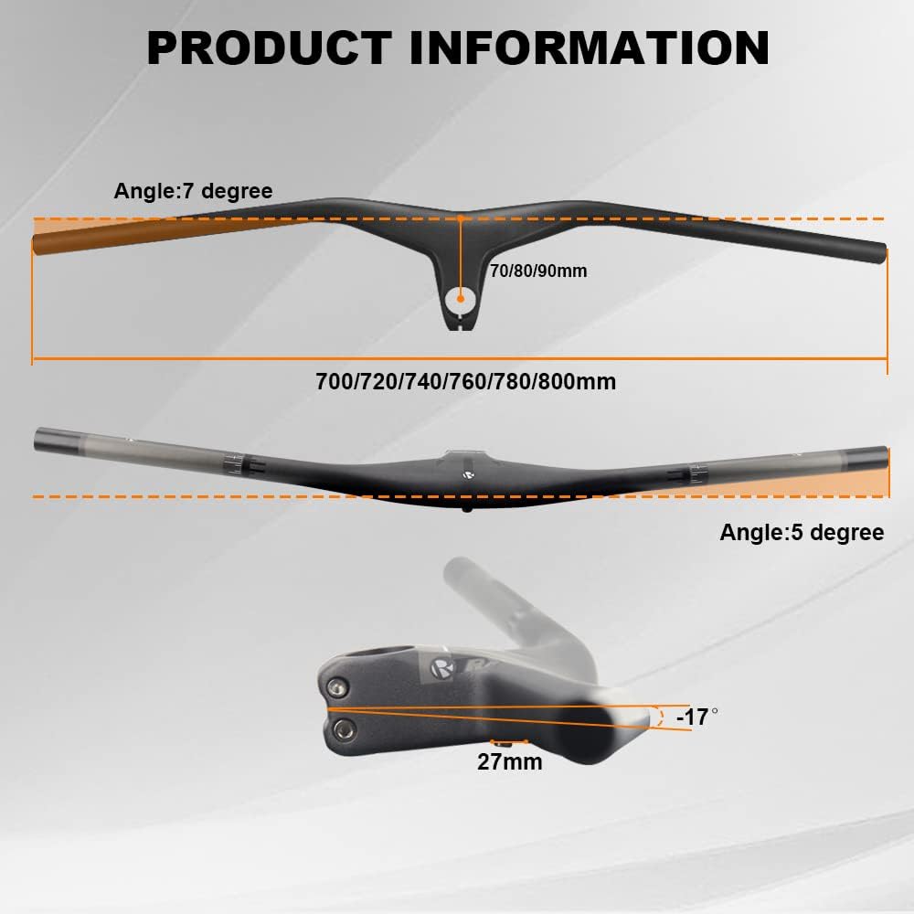 RXL SL MTB Downhill Carbon Lenker - Integrierter Riser Lenker 1-1/8"(28.6) 700x80mm für Fahrrad Moun