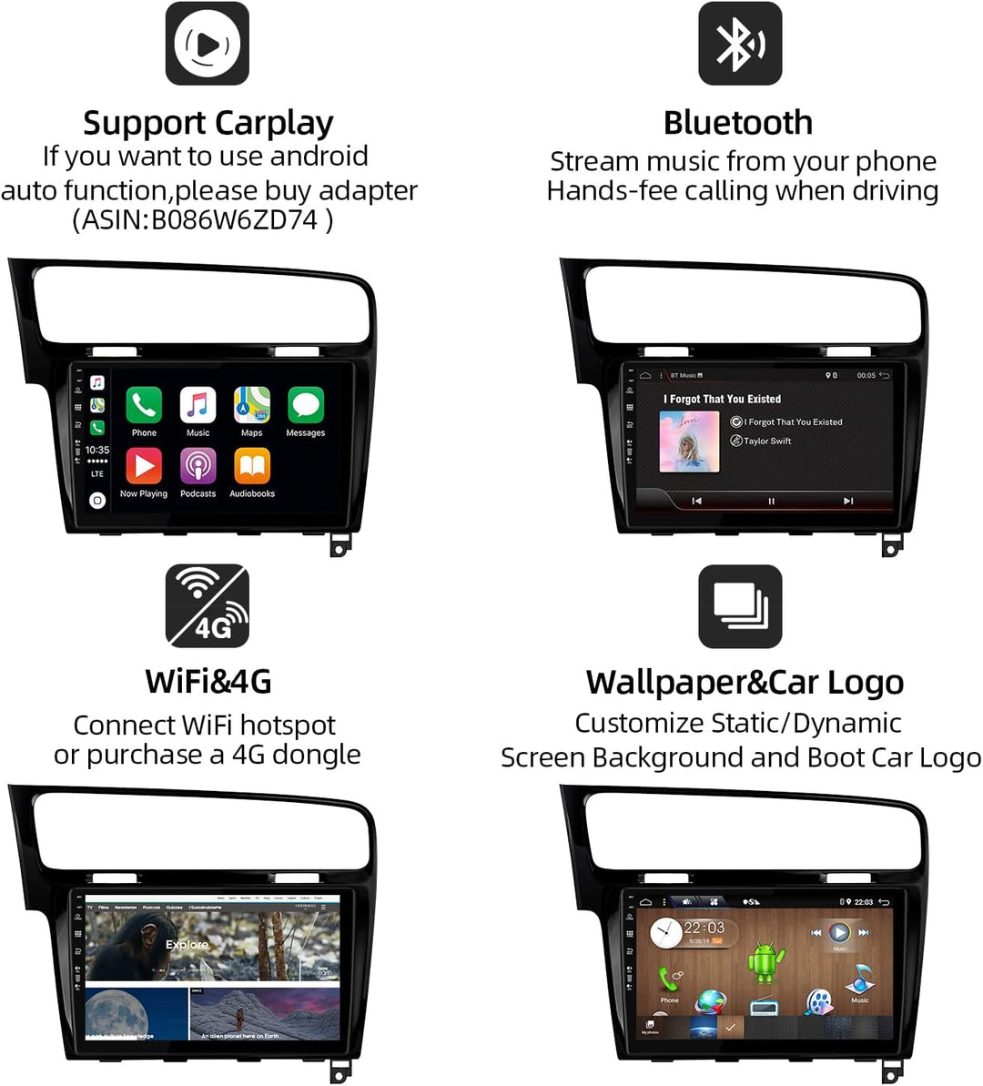 PX6 Android 12 IPS Autoradio für Golf 7 (2013-2018) - 4G+64G - Rückfahrkamera KOSTENLOS - 2 Din 10.1