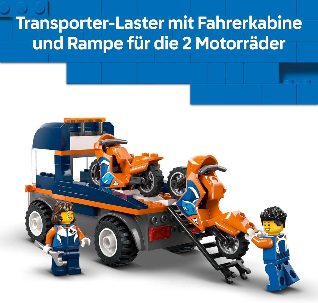 LEGO City Motorradtransporter - Spielzeug zur Förderung der Feinmotorik mit Transporter, 2 Motorräde