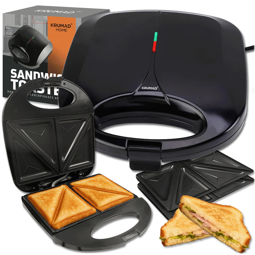 Sandwich Maker – 1000W Sandwich Toaster 2 Scheiben mit Antihaftbeschichtung, Wärmeisoliertem Griff &