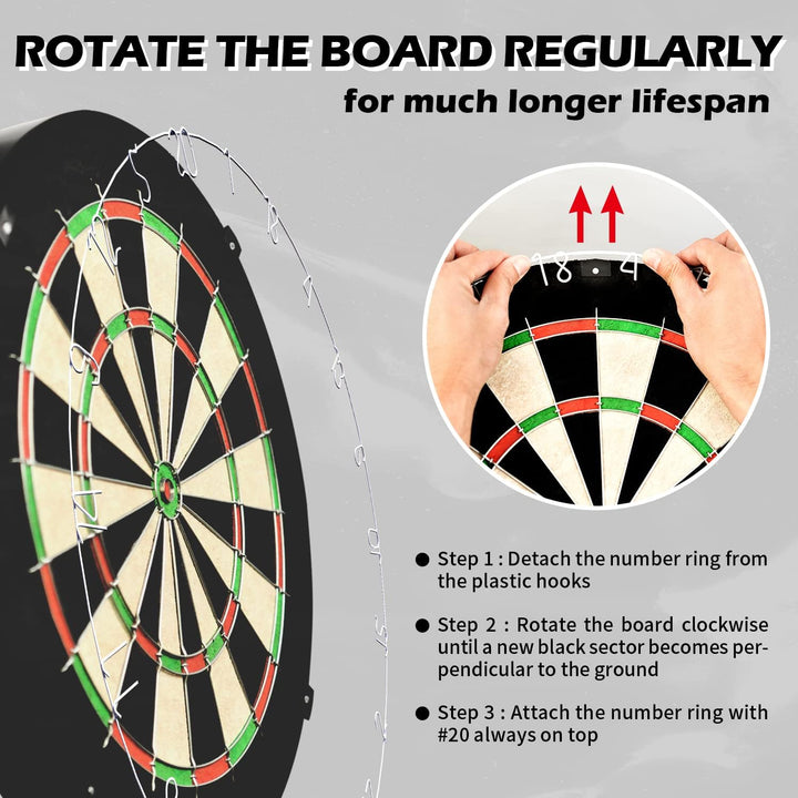 Linkvisions Dartscheibe mit klammerfreiem Bullseye, 18 g Stahlspitze, Dartscheiben-Montagesets entha