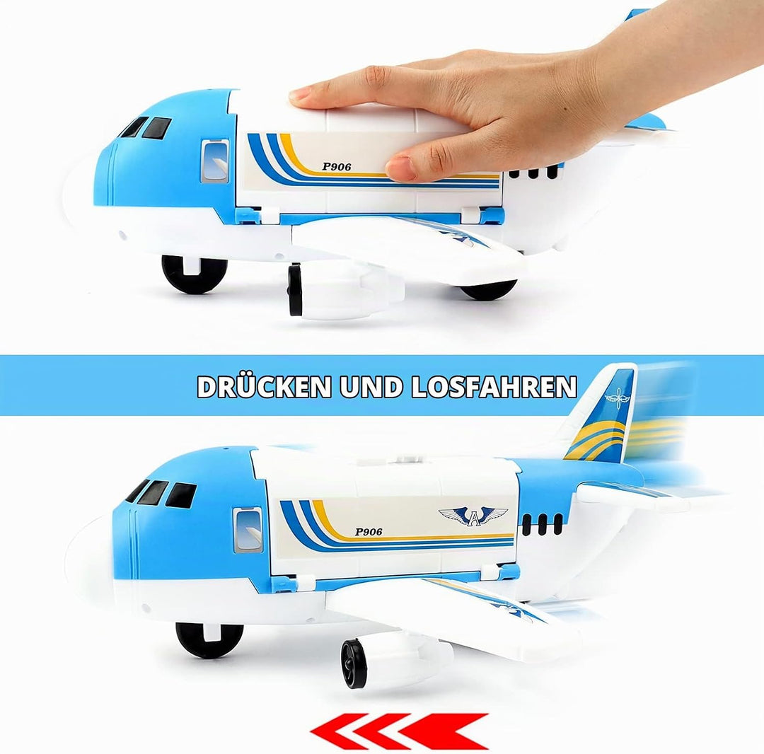 deAO Transport Flugzeug Spielzeug, 19Stck Transport Cargo Fluggeräte mit Auto Spielzeug Spiel Set un