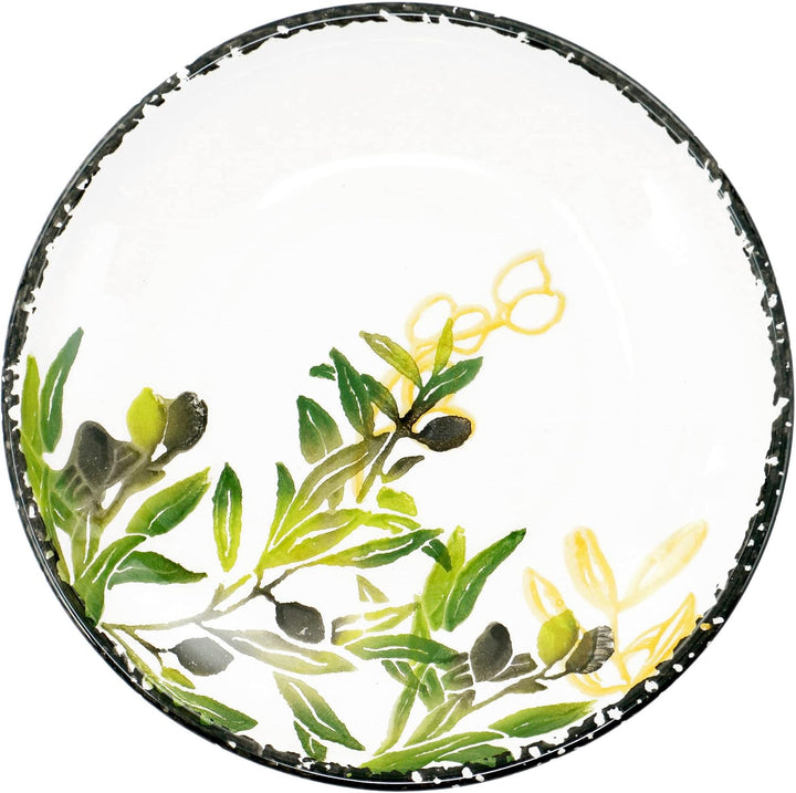 Lashuma Keramik Suppenteller tief Olive, Teller für Suppe rund 19 cm Ø, Olive