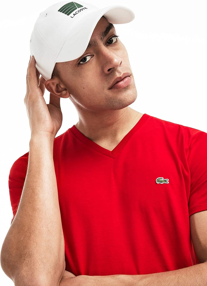 Lacoste Herren Short Sleeve V Neck Pima Jersey T-Shirt L Rouge, L Rouge
