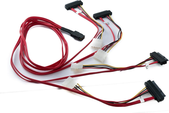 System-S SFF-8087 Kabel 100 cm Mini SAS 36 Pin zu 4X SAS 29 Pin SFF-8482 Adapter für RAID Festplatte