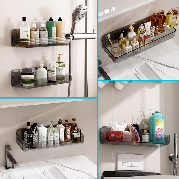 CGBE Duschablage Ohne Bohren, 2 Packs Transparenter Badezimmer Organizer für Wandmontage mit selbstk
