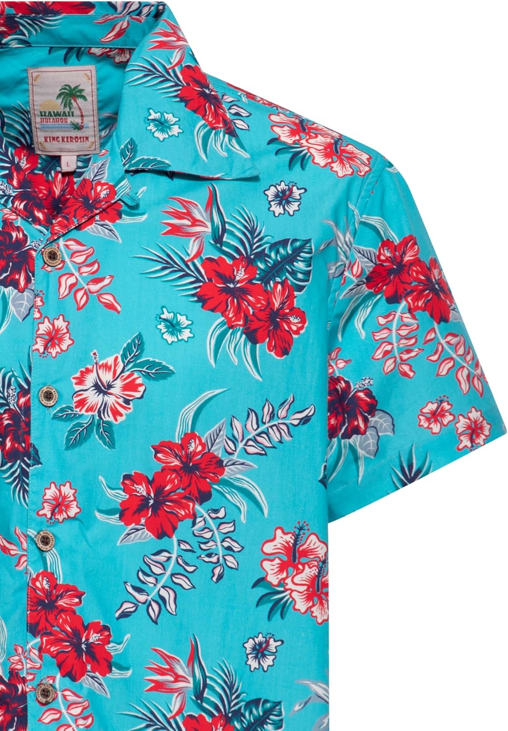 King Kerosin Herren Hemd Alloverprint Printhemd Hawaiian Shirt Kurzarm Hawaiihemd Kurzarm-Hemd Tropi