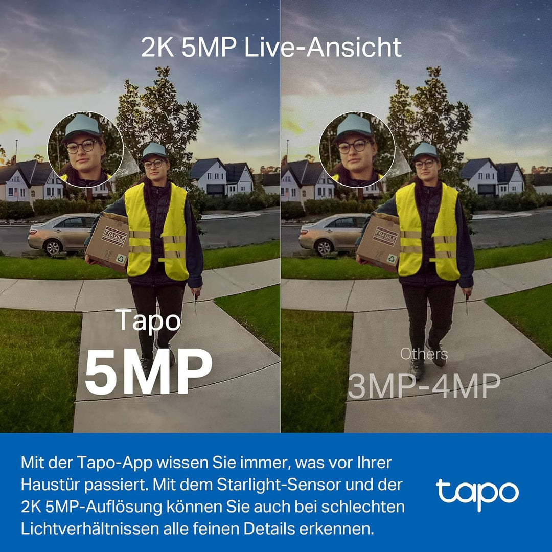Tapo D230S1 Video-Türklingel Akku (Video Doorbell) | Türklingel mit Kamera, 2K 5MP, Farbe Nachtsicht
