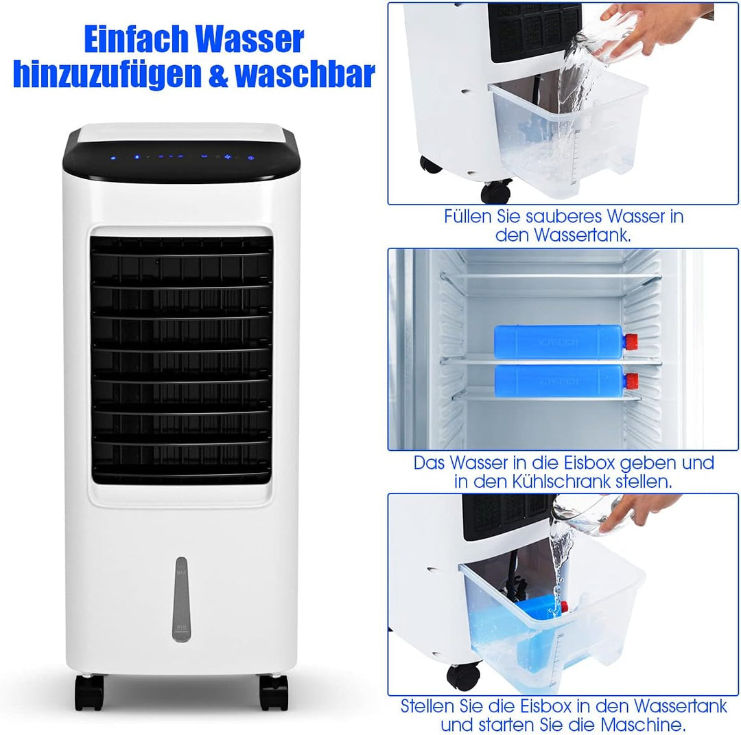 GOPLUS 4 in 1 Luftkühler mit Wasserkühlung, mobiler Ventilator mit 3 Modi & 3 Sufen, 7L Wassertank,
