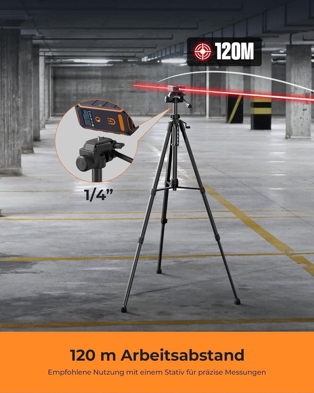 120M Laser Entfernungsmesser Bilateral,CIGMAN Digital Wasserwaage Distanzmessgerät & IPS Hintergrund