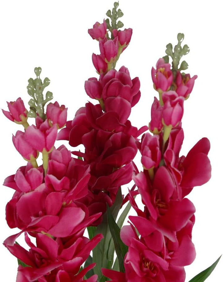 Leaf Kunstpflanze Cymbidium Orchidee, 100 cm, schwarzer Kunststofftopf, weisse Blumen, LEAF-7241 Whi