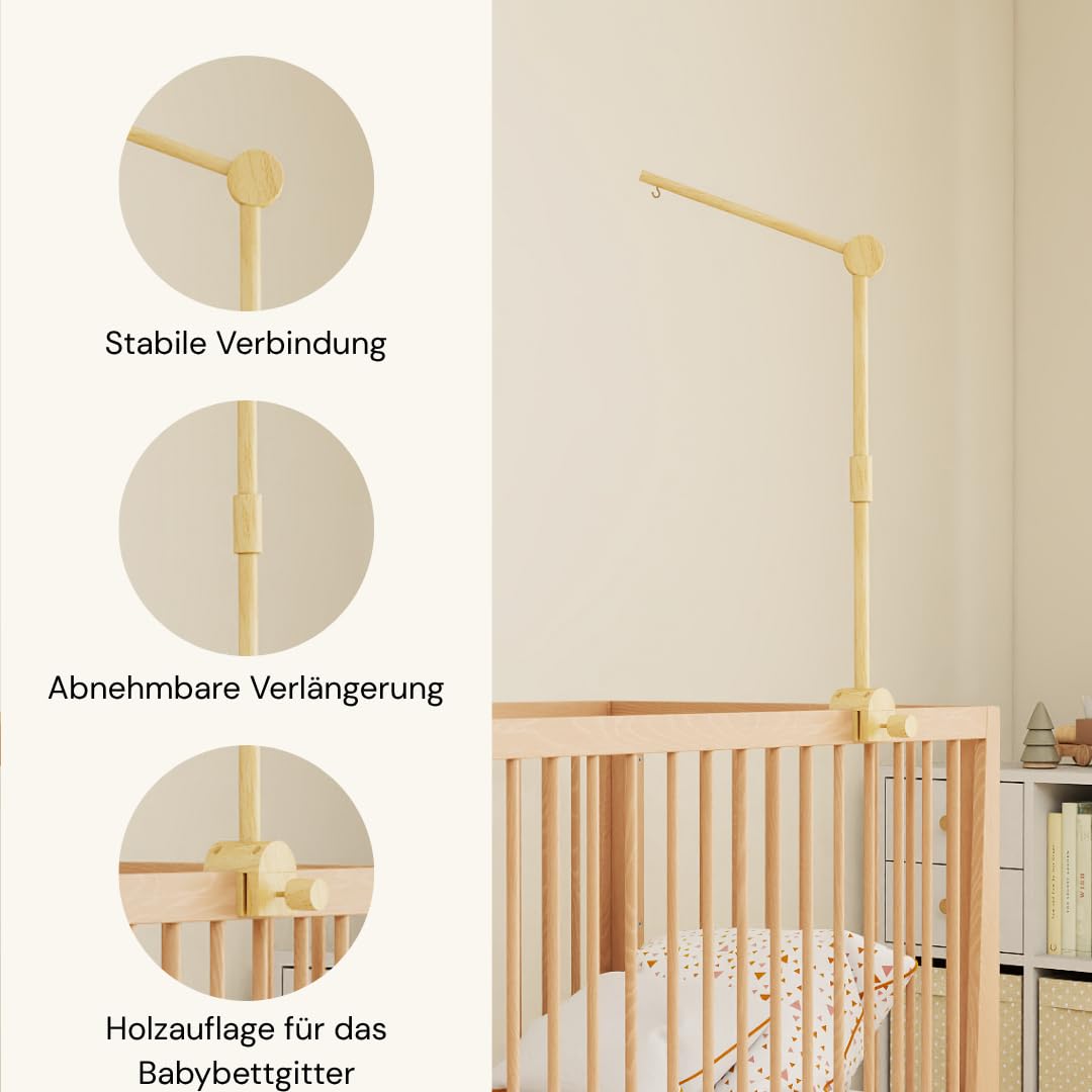 Lanttoe Baby Mobile Halterung Holz für Babybett Kinderbett Mobile Halterung Pro mit DIY-Zubehör, Mob