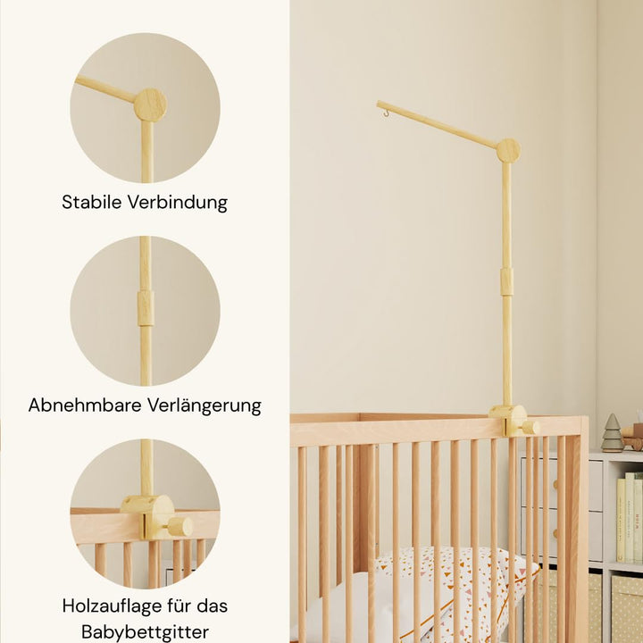 Lanttoe Baby Mobile Halterung Holz für Babybett Kinderbett Mobile Halterung Pro mit DIY-Zubehör, Mob