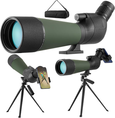 Spektiv Vogelbeobachtung, 20-60x80 HD Spektiv mit Stativ,IPX7 Wasserdichtes BAK4 FMC Optik Monokular
