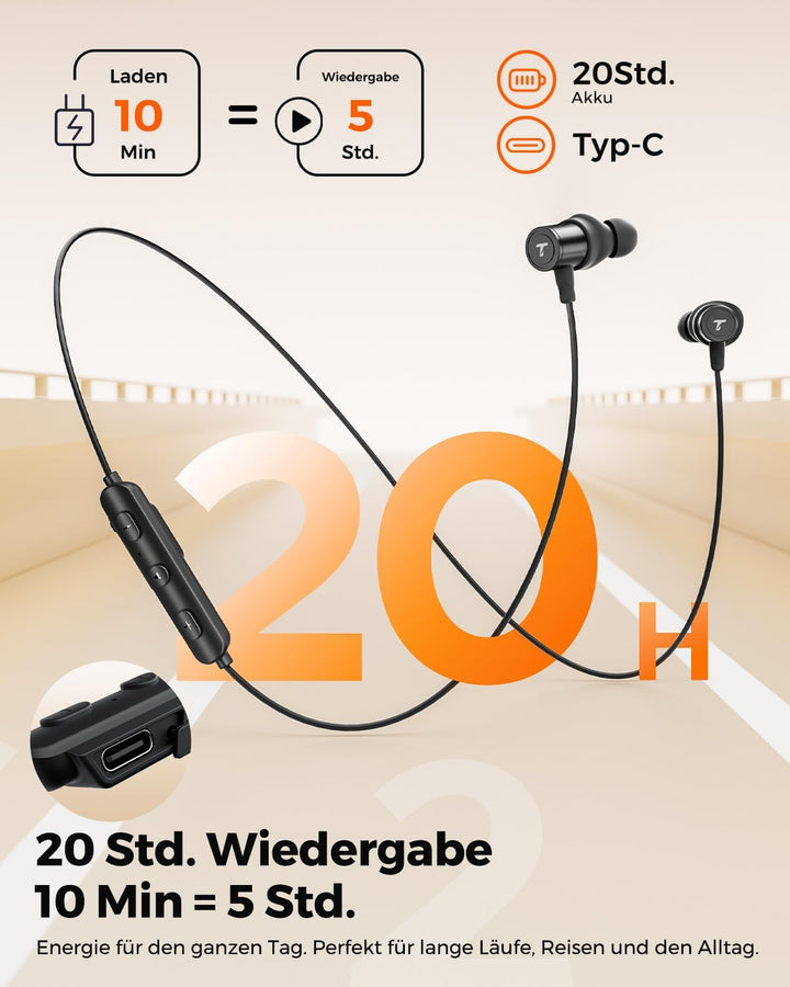 truefree HD-100 In Ear Kopfhörer, Bluetooth 6.0 Kopfhörer, Magnetische Nackenbügel Sportkopfhörer, S