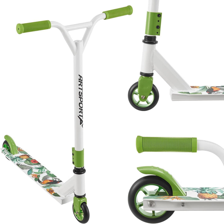 ArtSport Stunt Scooter mit 360° Lenkung, ABEC 9 Kugellager, 100 mm PU Räder & Griptape, Funscooter f