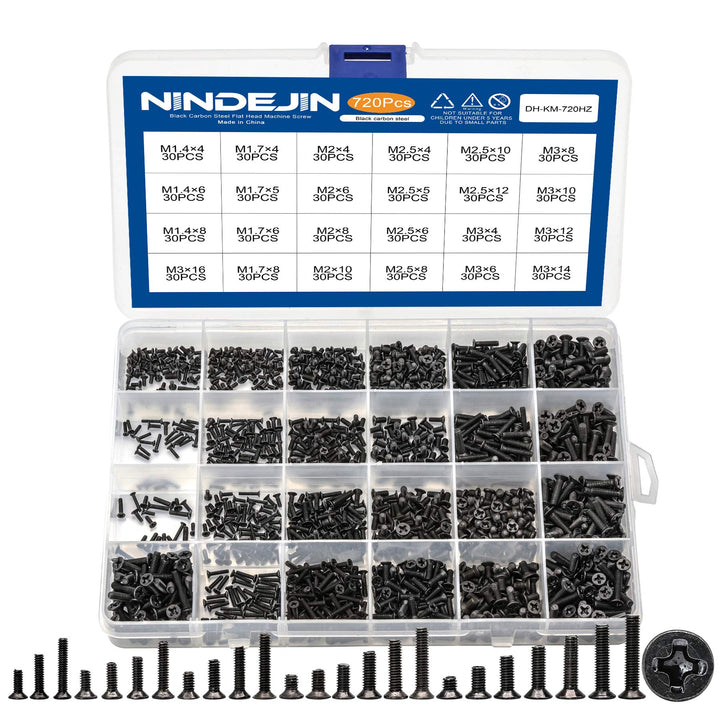 NINDEJIN 720 Stück Laptop Computer Schrauben Kit, Flachkopf Phillips Mini Schrauben M1.4 M1.7 M2 M2.