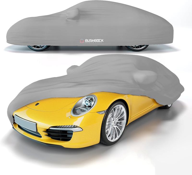 BUSHBOCK® Premium Autoabdeckung Indoor für Porsche o.ä. - Satin Schutzhülle Stoff - Abdeckplane Auto