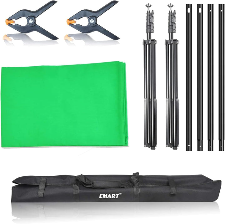 EMART Hintergrund Ständer mit Greenscreen, Fotostudio Set mit 2,6*3m Foto Hintergrund Stützsystem, 3